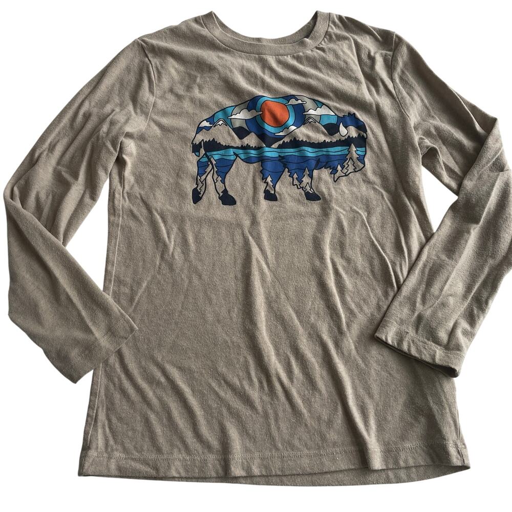 Old Navy Light Brown Long Sleeve Graphic T-Shirt